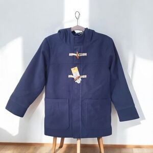 Cat & Jack Navy Blue Mid Length Bone Button Hooded Coat Size L